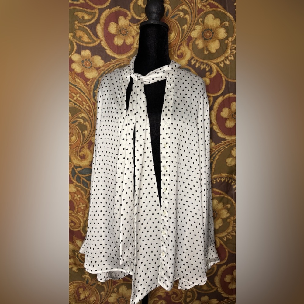 Express White and Black Polka Dot Blouse